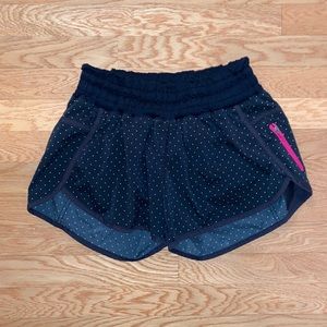 Black polka dot lululemon shorts